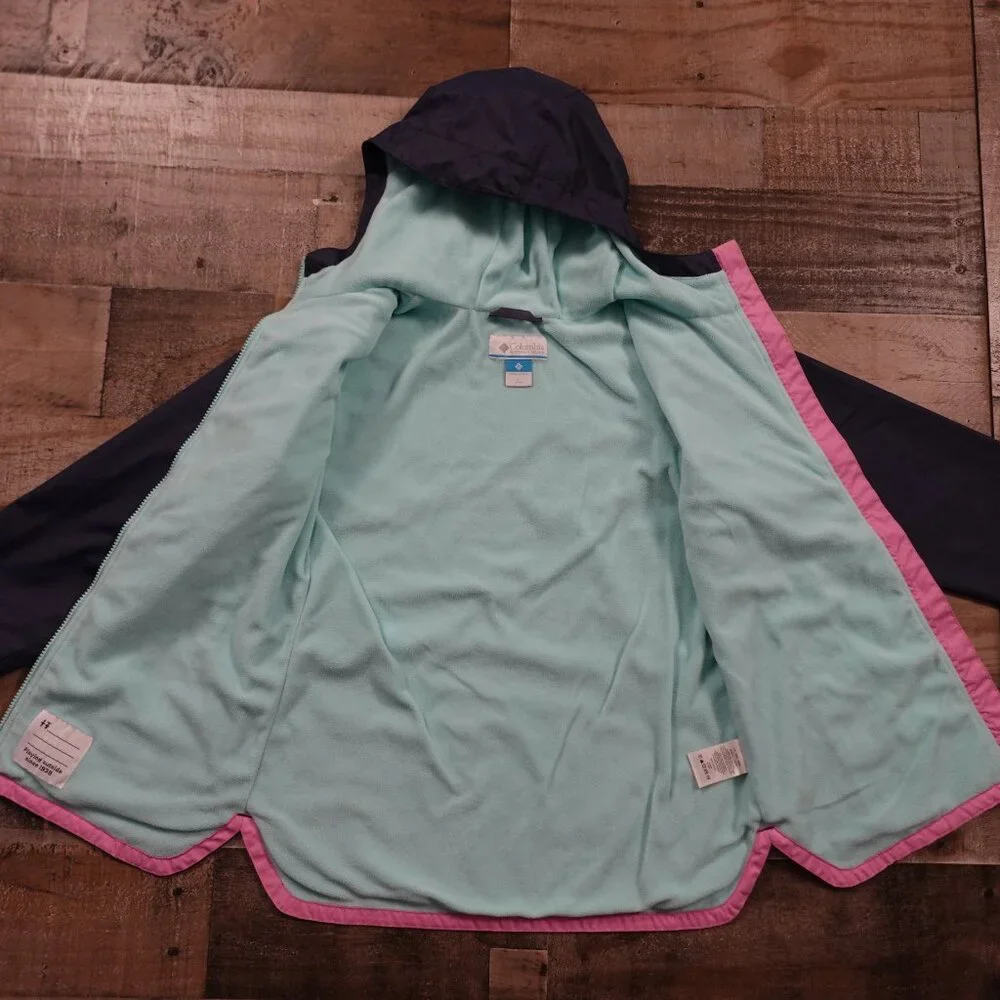 Columbia Hooded Fleece Lined Jacket‎ Girls' Size Large (14/16) Pink/Navy